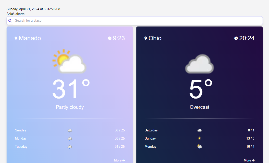 Screenshot weather app